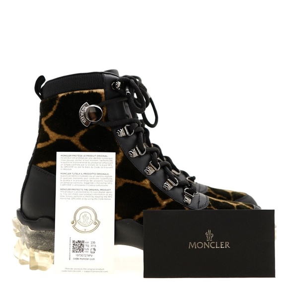 Moncler Helis Hiking Snow Boots Animal Print Size 7 New - Picture 7 of 10